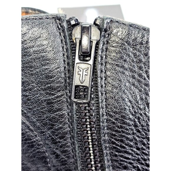 Frye Women’s Black Leather Nora Zip Short Ankle Block Heel Boot Size 9B 1778 - Picture 13 of 16